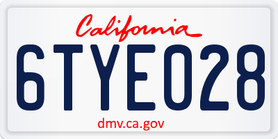 CA license plate 6TYE028