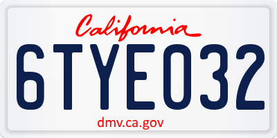 CA license plate 6TYE032