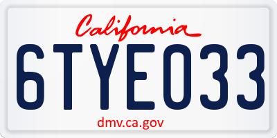 CA license plate 6TYE033