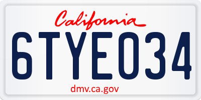 CA license plate 6TYE034