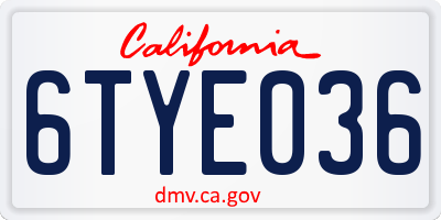 CA license plate 6TYE036