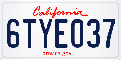 CA license plate 6TYE037