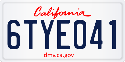 CA license plate 6TYE041