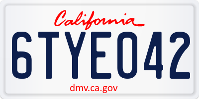 CA license plate 6TYE042