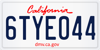 CA license plate 6TYE044