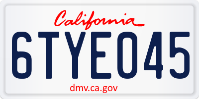 CA license plate 6TYE045
