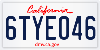 CA license plate 6TYE046