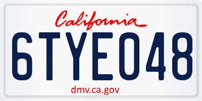 CA license plate 6TYE048