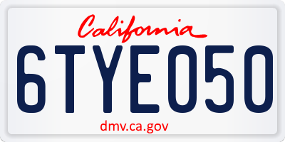 CA license plate 6TYE050