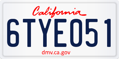CA license plate 6TYE051