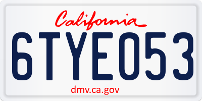 CA license plate 6TYE053