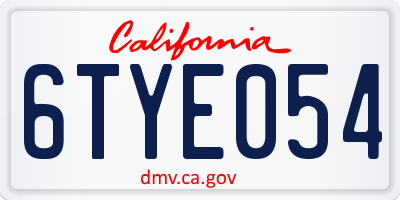 CA license plate 6TYE054