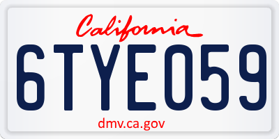 CA license plate 6TYE059