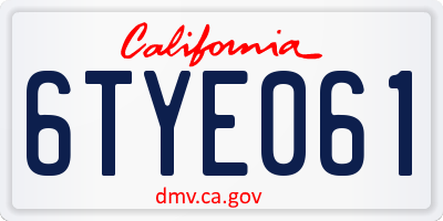 CA license plate 6TYE061