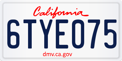 CA license plate 6TYE075