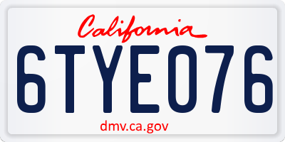 CA license plate 6TYE076