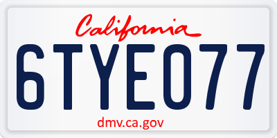 CA license plate 6TYE077
