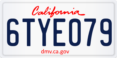 CA license plate 6TYE079