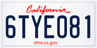 CA license plate 6TYE081