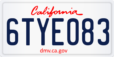 CA license plate 6TYE083