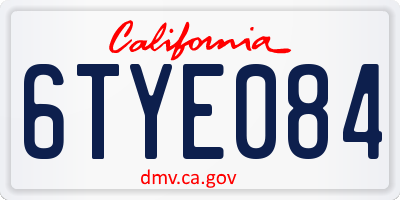 CA license plate 6TYE084