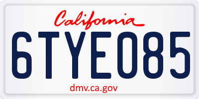 CA license plate 6TYE085