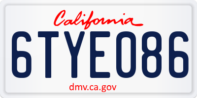 CA license plate 6TYE086