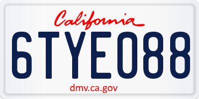 CA license plate 6TYE088