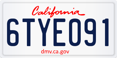 CA license plate 6TYE091