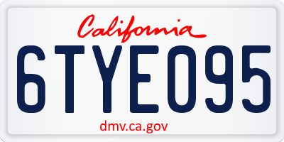 CA license plate 6TYE095