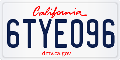 CA license plate 6TYE096