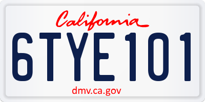 CA license plate 6TYE101