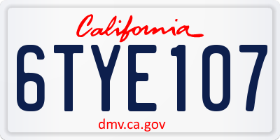 CA license plate 6TYE107