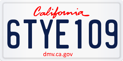 CA license plate 6TYE109