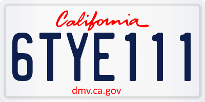 CA license plate 6TYE111