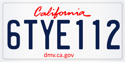 CA license plate 6TYE112
