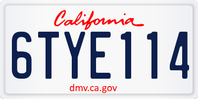 CA license plate 6TYE114