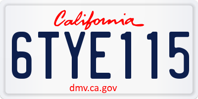 CA license plate 6TYE115