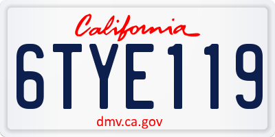 CA license plate 6TYE119