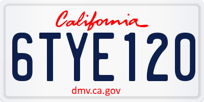CA license plate 6TYE120