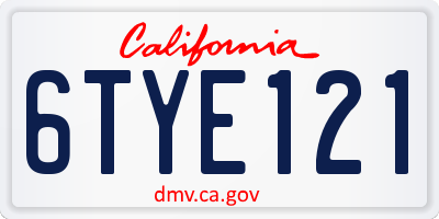 CA license plate 6TYE121