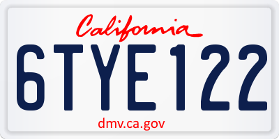 CA license plate 6TYE122