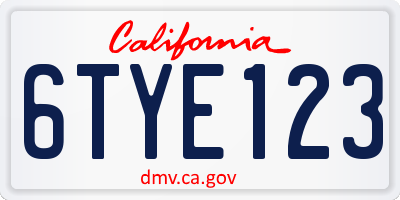 CA license plate 6TYE123