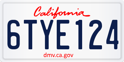 CA license plate 6TYE124