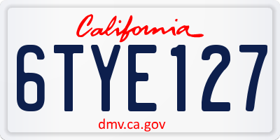 CA license plate 6TYE127