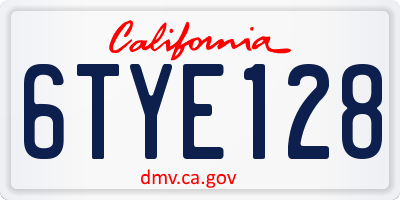 CA license plate 6TYE128
