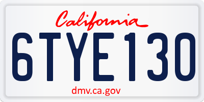 CA license plate 6TYE130
