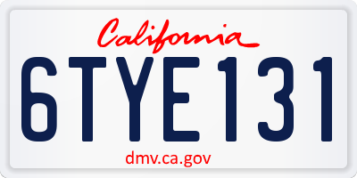 CA license plate 6TYE131