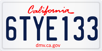 CA license plate 6TYE133