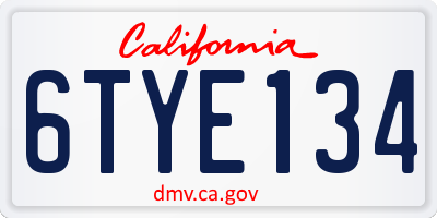 CA license plate 6TYE134